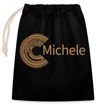 Für Michele - Verschließbarer Geschenkbeutel aus Baumwolle (25x30cm) - Schwarz - Vorne