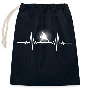 Heartbeat, powerful beat - Closable cotton gift bag (25x30cm) - navy - Front