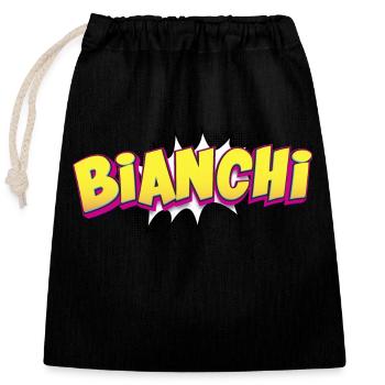 Bianchi Nom personnalisé Style bande dessinée Pop Art, - Sac cadeau en coton avec cordon (25 x 30 cm) - noir - Devant