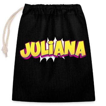 Juliana Nom personnalisé Style bande dessinée Pop Art, - Sac cadeau en coton avec cordon (25 x 30 cm) - noir - Devant
