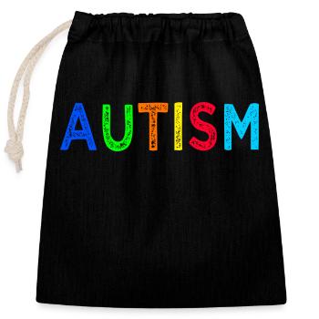 Autism - Closable cotton gift bag (25x30cm) - black - Front