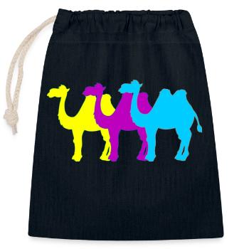 Camels - Closable cotton gift bag (25x30cm) - navy - Front