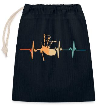 Battement de cœur cornemuse - Sac cadeau en coton avec cordon (25 x 30 cm) - bleu marine - Devant