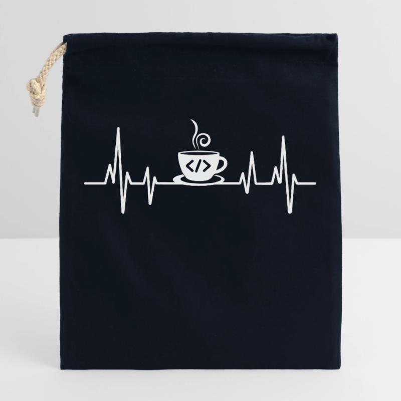Kaffee-Codierung Heartbeat Coder Entwickler Nerd Coffe Verschließbarer Geschenkbeutel aus Baumwolle (25x30cm)