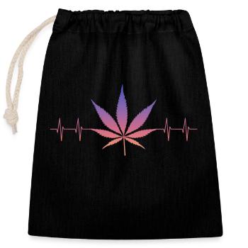 Kiffen Cannabis Weed Gras Sativa Indica Drugs - Verschließbarer Geschenkbeutel aus Baumwolle (25x30cm) - Schwarz - Vorne
