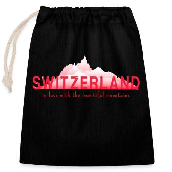 switzerland mountains - Verschließbarer Geschenkbeutel aus Baumwolle (25x30cm) - Schwarz - Vorne