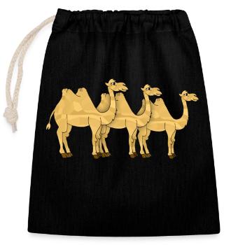Chameaux - Sac cadeau en coton avec cordon (25 x 30 cm) - noir - Devant