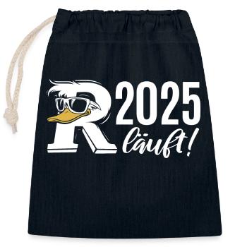 Rente Ente Cartoon 2025 läuft! - Verschließbarer Geschenkbeutel aus Baumwolle (25x30cm) - Navy - Vorne