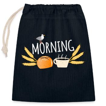 Good morning - Closable cotton gift bag (25x30cm) - navy - Front