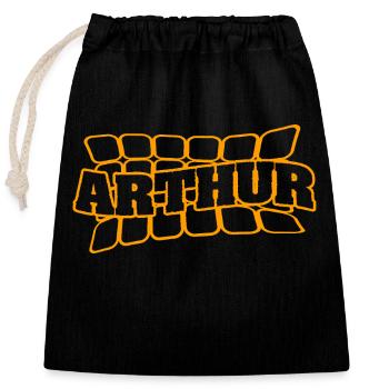 Name Arthur - Verschließbarer Geschenkbeutel aus Baumwolle (25x30cm) - Schwarz - Vorne