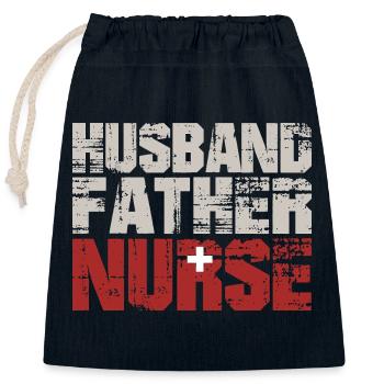 Husband Father Nurse Father's Day  - Verschließbarer Geschenkbeutel aus Baumwolle (25x30cm) - Navy - Vorne