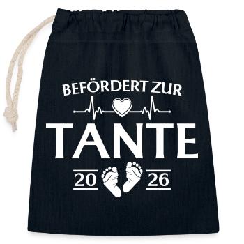 Baby Shower 2026 - Promoted to Aunt - Closable cotton gift bag (25x30cm) - navy - Front