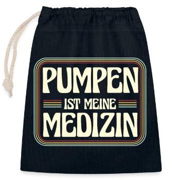 Pumpen is meine Medizin - Verschließbarer Geschenkbeutel aus Baumwolle (25x30cm) - Navy - Vorne