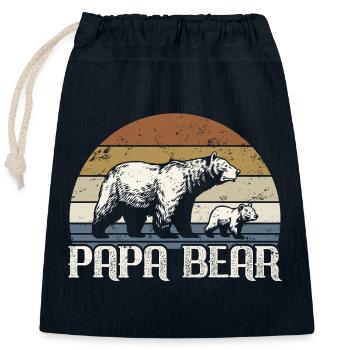 Papa Ours - Cadeau de la fête des pères - Sac cadeau en coton avec cordon (25 x 30 cm) - bleu marine - Devant