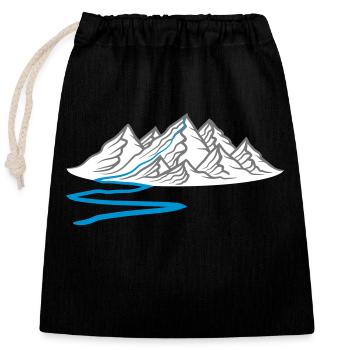 fluss wanderweg berge huegel alpen wandern urlaug - Verschließbarer Geschenkbeutel aus Baumwolle (25x30cm) - Schwarz - Vorne