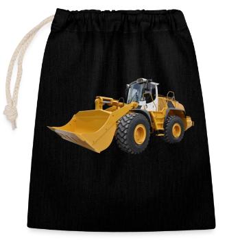 wheel loader - Closable cotton gift bag (25x30cm) - black - Front