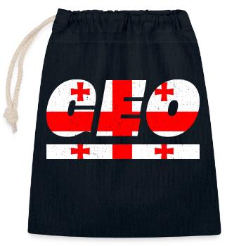Georgia flag flag GEO - Closable cotton gift bag (25x30cm) - navy - Front