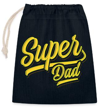 Super Dad - Super Papa - Father's Day - Best Papa - Closable cotton gift bag (25x30cm) - navy - Front