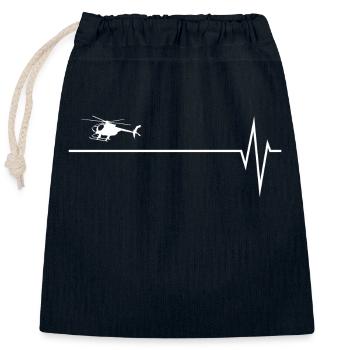 Pilot Hubschrauber Herzschlag Puls Motiv - Verschließbarer Geschenkbeutel aus Baumwolle (25x30cm) - Navy - Vorne