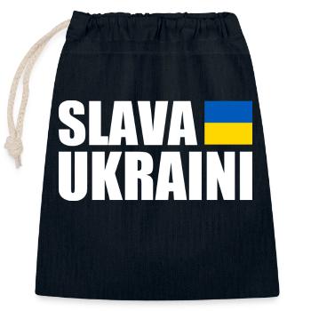 Slava ukraini - Closable cotton gift bag (25x30cm) - navy - Front
