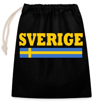 Sverige - Sac cadeau en coton avec cordon (25 x 30 cm) - noir - Devant