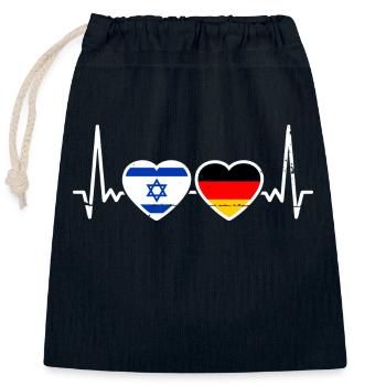 Israël Allemagne Drapeau Israélien Allemand - Sac cadeau en coton avec cordon (25 x 30 cm) - bleu marine - Devant