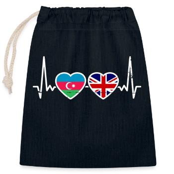 Azerbaijan Great Britain Flag - Closable cotton gift bag (25x30cm) - navy - Front