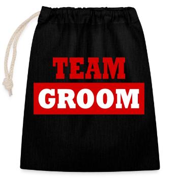 Team groom - Sac cadeau en coton avec cordon (25 x 30 cm) - noir - Devant