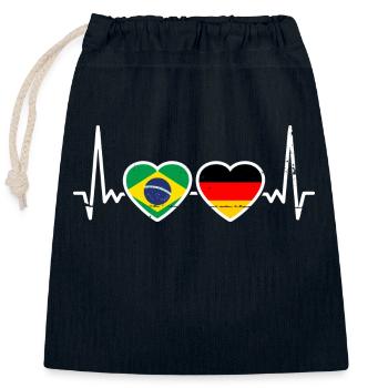 Brésil Allemagne Drapeau Brésilien Allemand - Sac cadeau en coton avec cordon (25 x 30 cm) - bleu marine - Devant