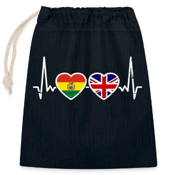 Bolivien Großbritannien Herzschlag Flagge - Verschließbarer Geschenkbeutel aus Baumwolle (25x30cm) - Navy - Vorne
