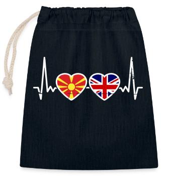 Macédoine du Nord Drapeau de la Grande-Bretagne - Sac cadeau en coton avec cordon (25 x 30 cm) - bleu marine - Devant