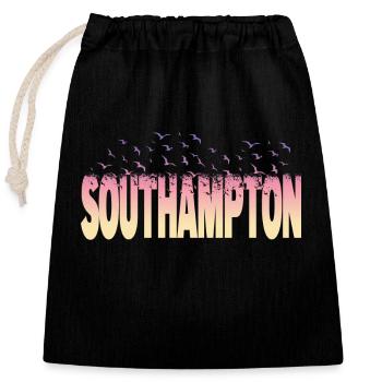 Southampton England UK Stadt Schrift Vögel Skyline - Verschließbarer Geschenkbeutel aus Baumwolle (25x30cm) - Schwarz - Vorne