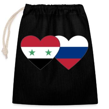Syrie Russie Flag Coeur - Sac cadeau en coton avec cordon (25 x 30 cm) - noir - Devant