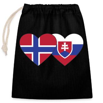 Norwegen Slowakei Flagge Herz - Verschließbarer Geschenkbeutel aus Baumwolle (25x30cm) - Schwarz - Vorne