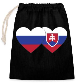 Russland Slowakei Flagge Herz - Verschließbarer Geschenkbeutel aus Baumwolle (25x30cm) - Schwarz - Vorne