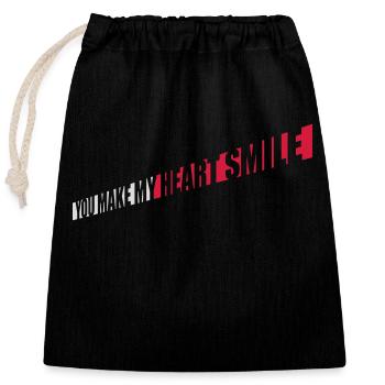 Faire sourire mon cœur - Sac cadeau en coton avec cordon (25 x 30 cm) - noir - Devant