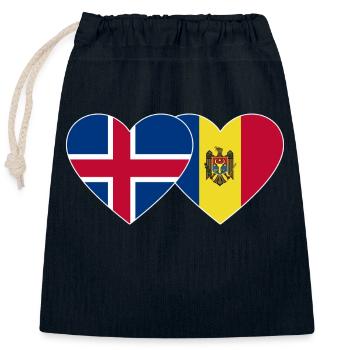 Island Moldawien Flagge Herz - Verschließbarer Geschenkbeutel aus Baumwolle (25x30cm) - Navy - Vorne