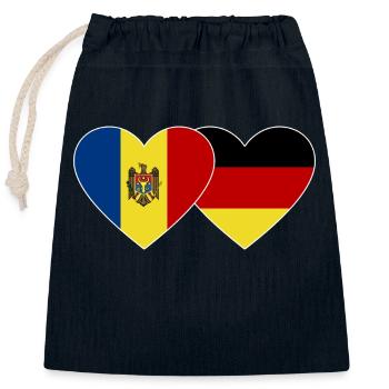 Moldawien Deutschland Flagge Herz - Verschließbarer Geschenkbeutel aus Baumwolle (25x30cm) - Navy - Vorne