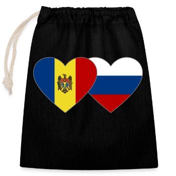 Moldawien Russland Flagge Herz - Verschließbarer Geschenkbeutel aus Baumwolle (25x30cm) - Schwarz - Vorne