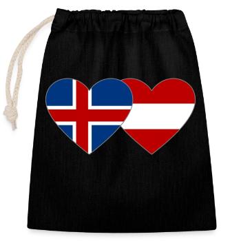 Islande Autriche Flag Coeur - Sac cadeau en coton avec cordon (25 x 30 cm) - noir - Devant