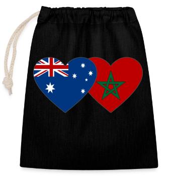 Australien Marokko Flagge Herz - Verschließbarer Geschenkbeutel aus Baumwolle (25x30cm) - Schwarz - Vorne