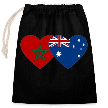 Marokko Australien Flagge Herz - Verschließbarer Geschenkbeutel aus Baumwolle (25x30cm) - Schwarz - Vorne