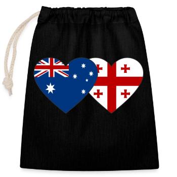 Australie Géorgie Flag Heart - Sac cadeau en coton avec cordon (25 x 30 cm) - noir - Devant