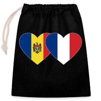 Moldawien Frankreich Flagge Herz - Verschließbarer Geschenkbeutel aus Baumwolle (25x30cm) - Schwarz - Vorne