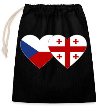 République tchèque Géorgie Flag Heart - Sac cadeau en coton avec cordon (25 x 30 cm) - noir - Devant