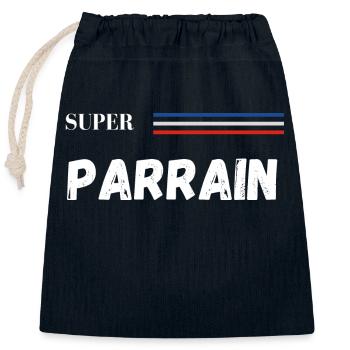 super parrain - t-shirt assorti - Sac cadeau en coton avec cordon (25 x 30 cm) - bleu marine - Devant