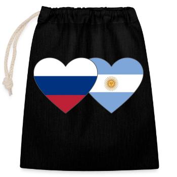 Russland Argentinien Flagge Herz - Verschließbarer Geschenkbeutel aus Baumwolle (25x30cm) - Schwarz - Vorne