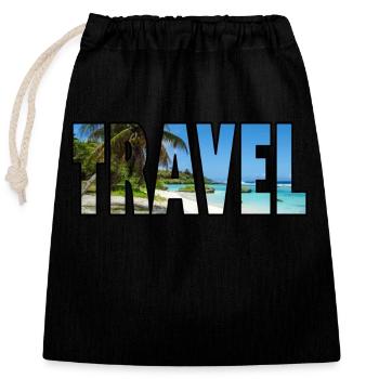Travel Reisen Sommerurlaub Ferien - Verschließbarer Geschenkbeutel aus Baumwolle (25x30cm) - Schwarz - Vorne