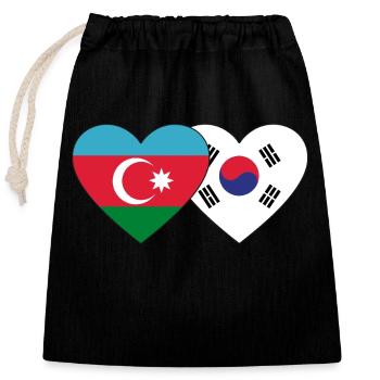 Azerbaijan South Korea flag - Closable cotton gift bag (25x30cm) - black - Front