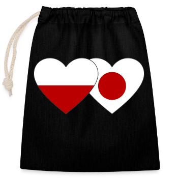 Poland Japan Flag Heart - Closable cotton gift bag (25x30cm) - black - Front